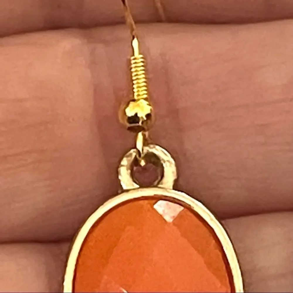 Gold tone orange drop earrings gold tone